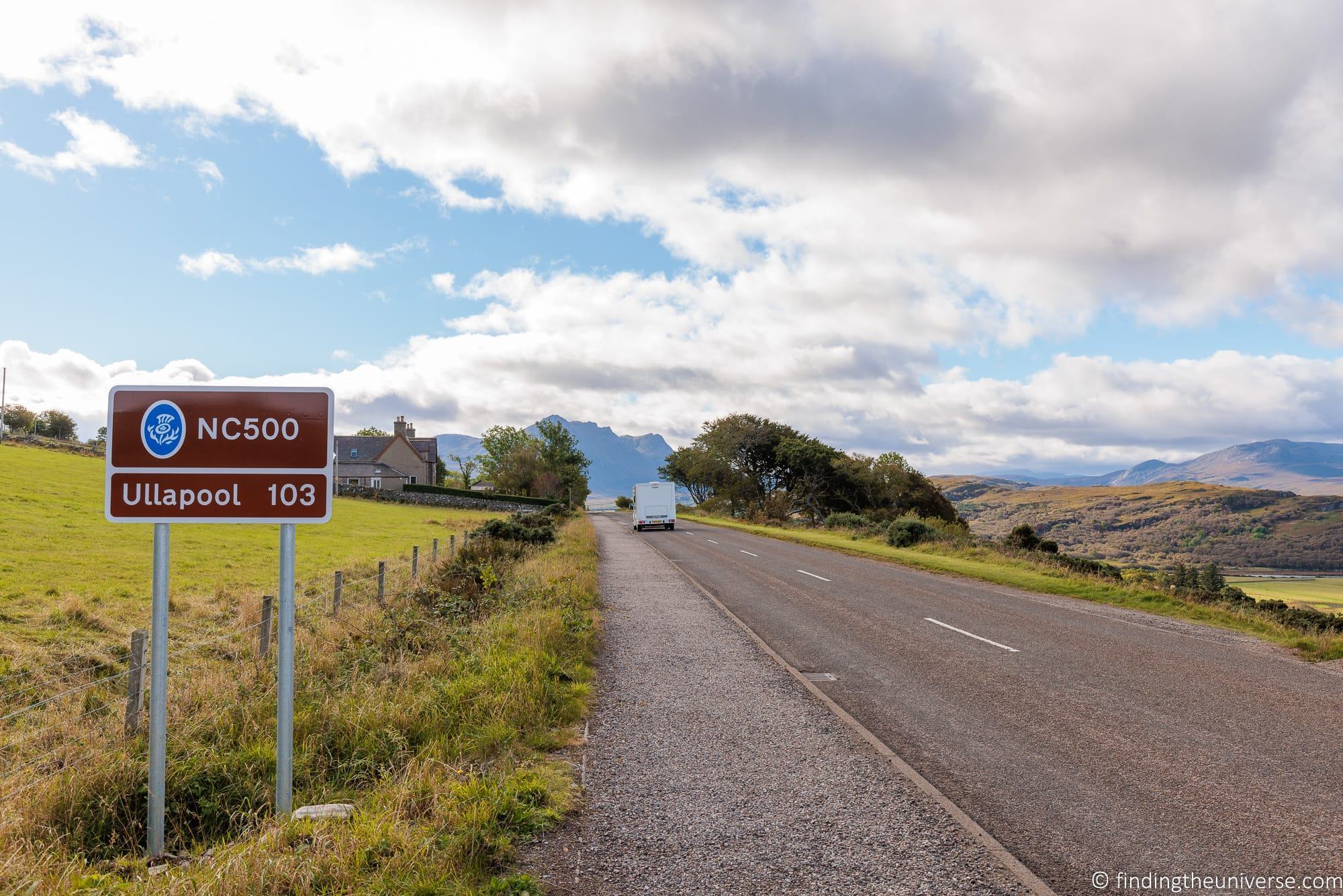 NC500 sign and campervan