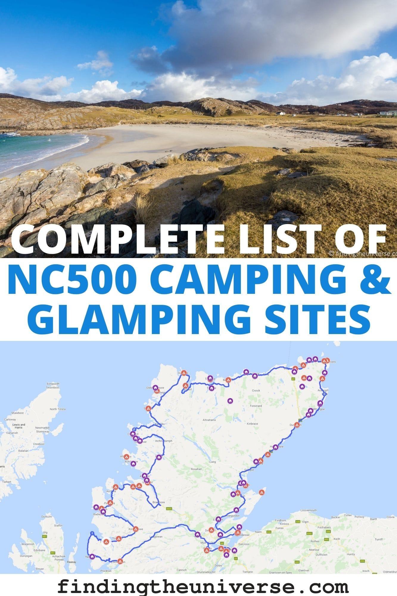 A detailed list of all the North Coast 500 campsites and glamping sites, including tent camping, motorhomes, caravans and pods!