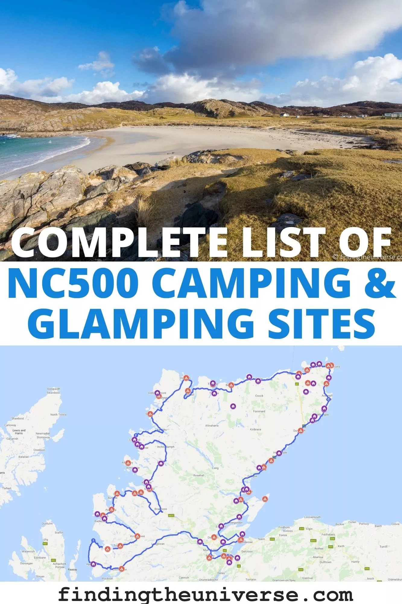 A detailed list of all the North Coast 500 campsites and glamping sites, including tent camping, motorhomes, caravans and pods! A detailed list of all the North Coast 500 campsites and glamping sites, including tent camping, motorhomes, caravans and pods!