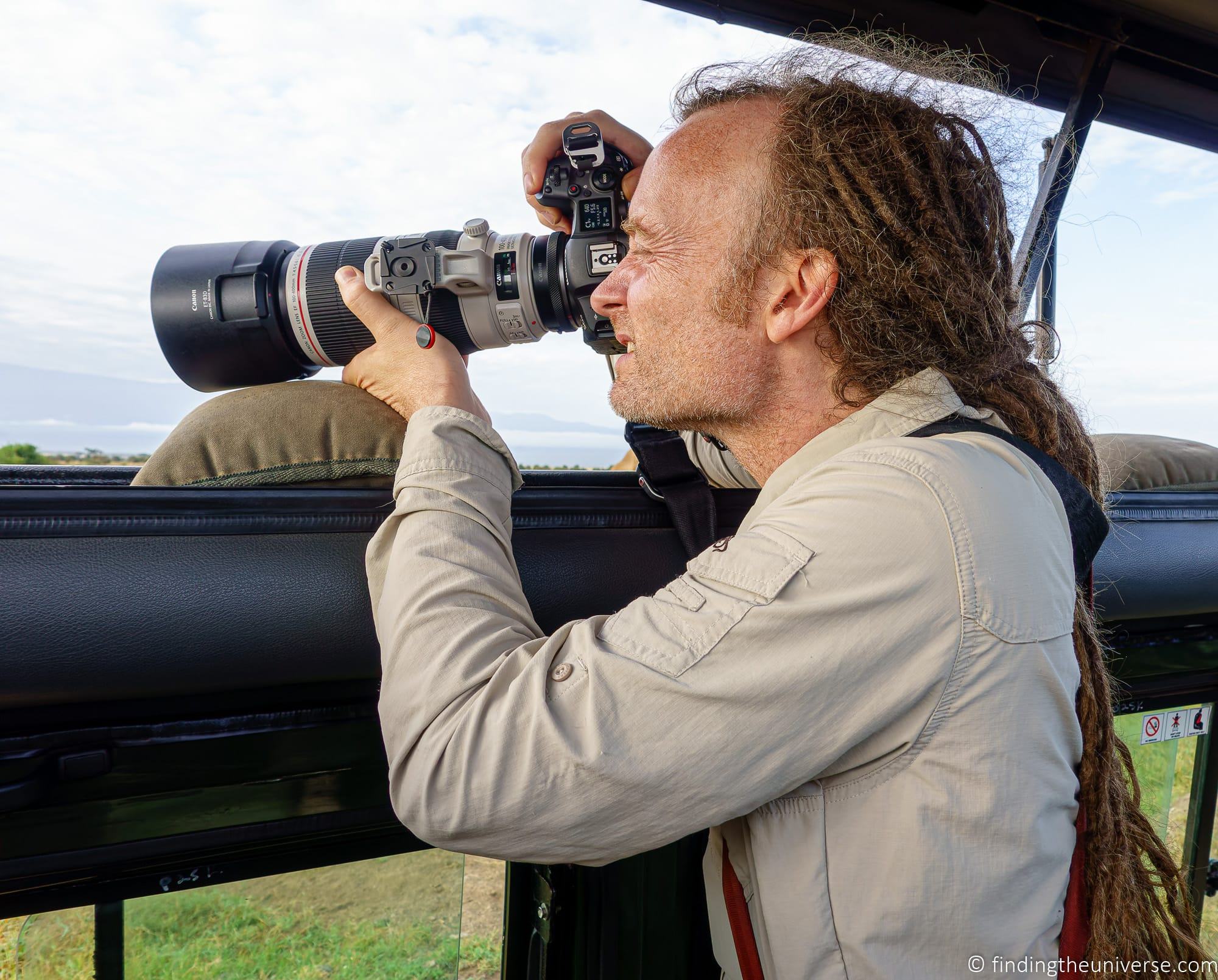 Laurence using R5 on safari in Africa