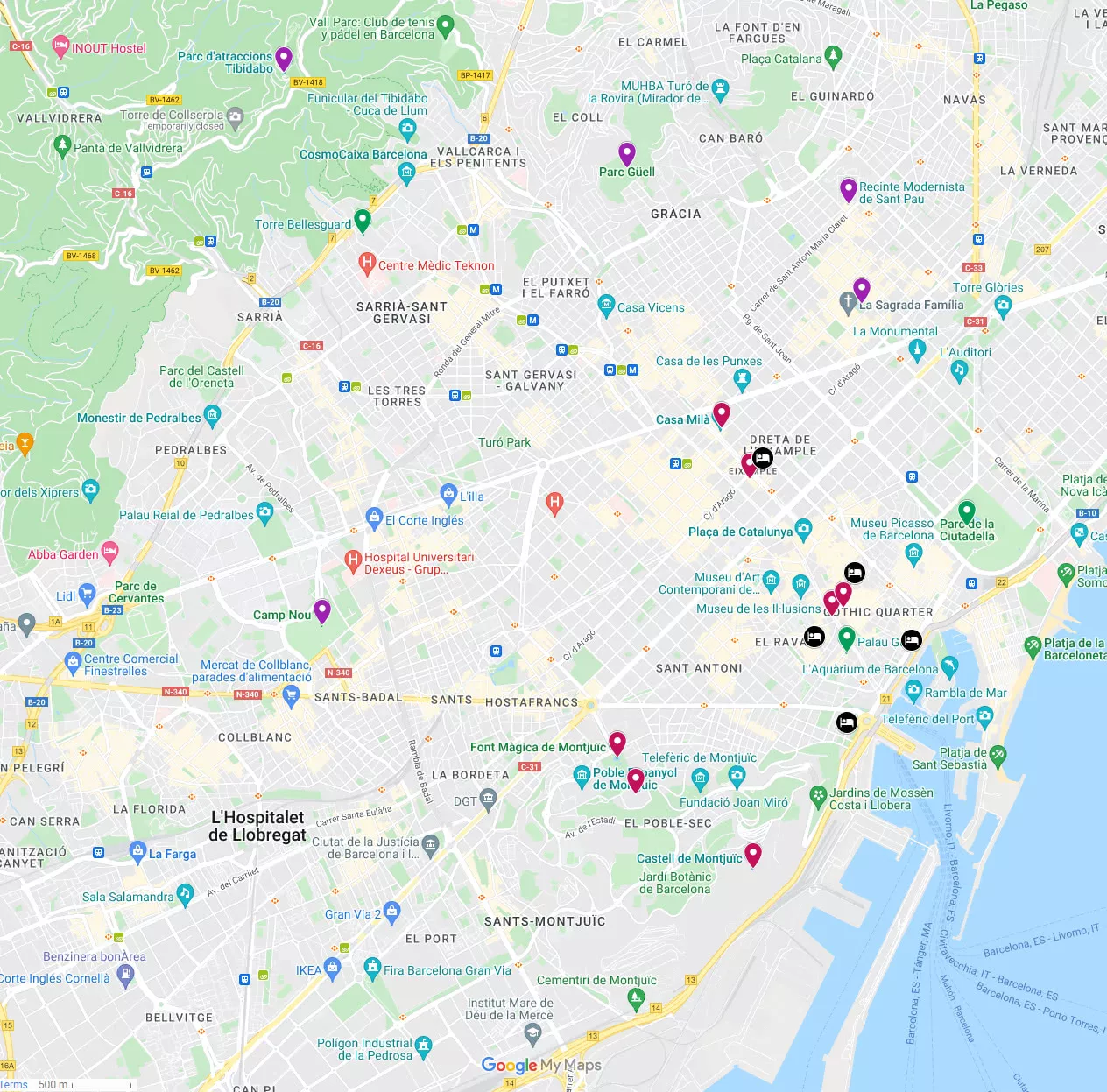 Barcelona Itinerary Map