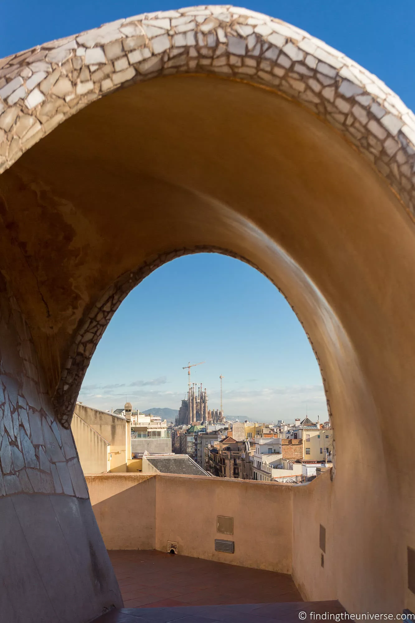 Casa Mila rooftop view of Sagrada Familia Barcelona_by_Laurence Norah