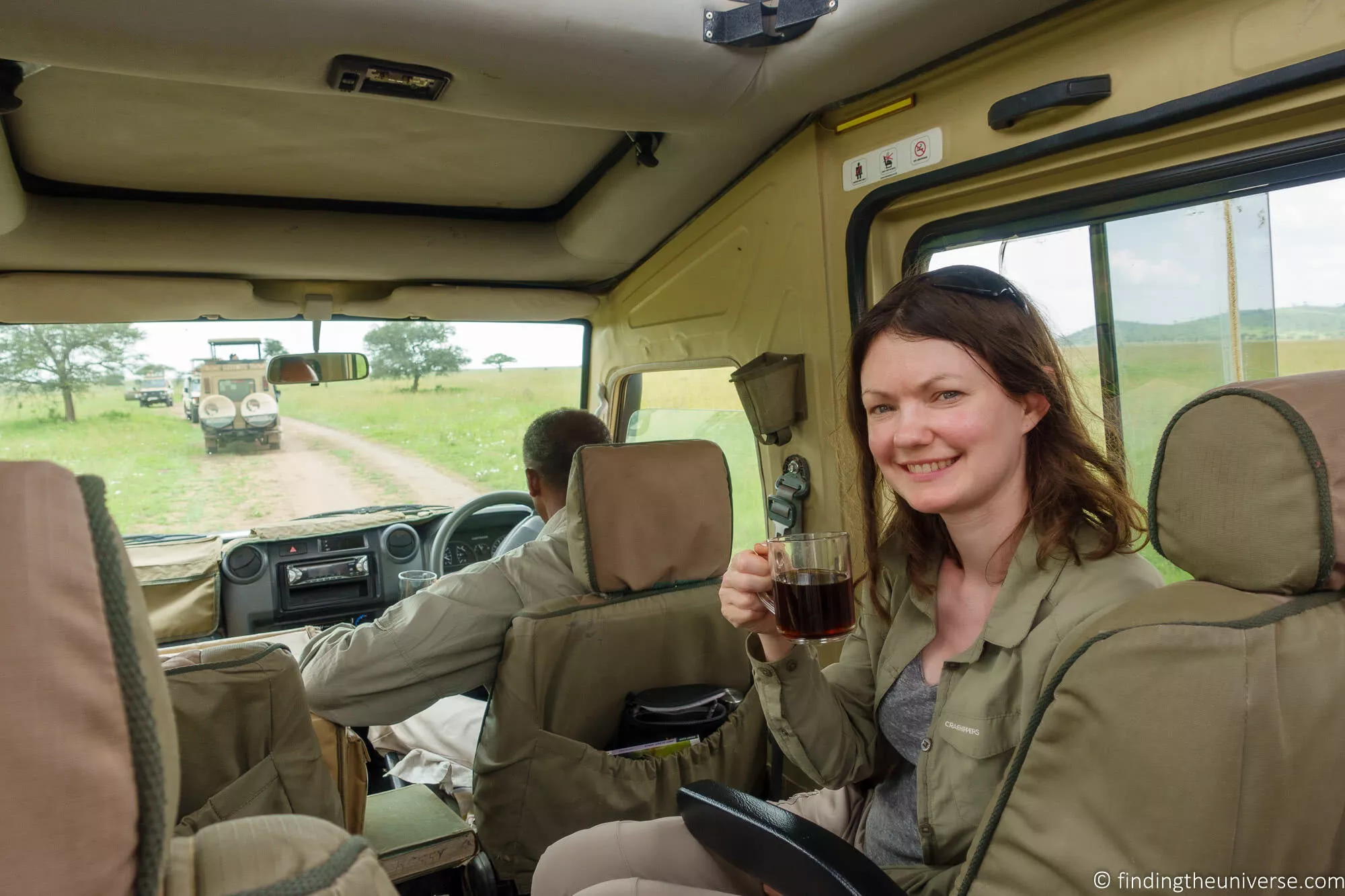 Jess making coffee on safari