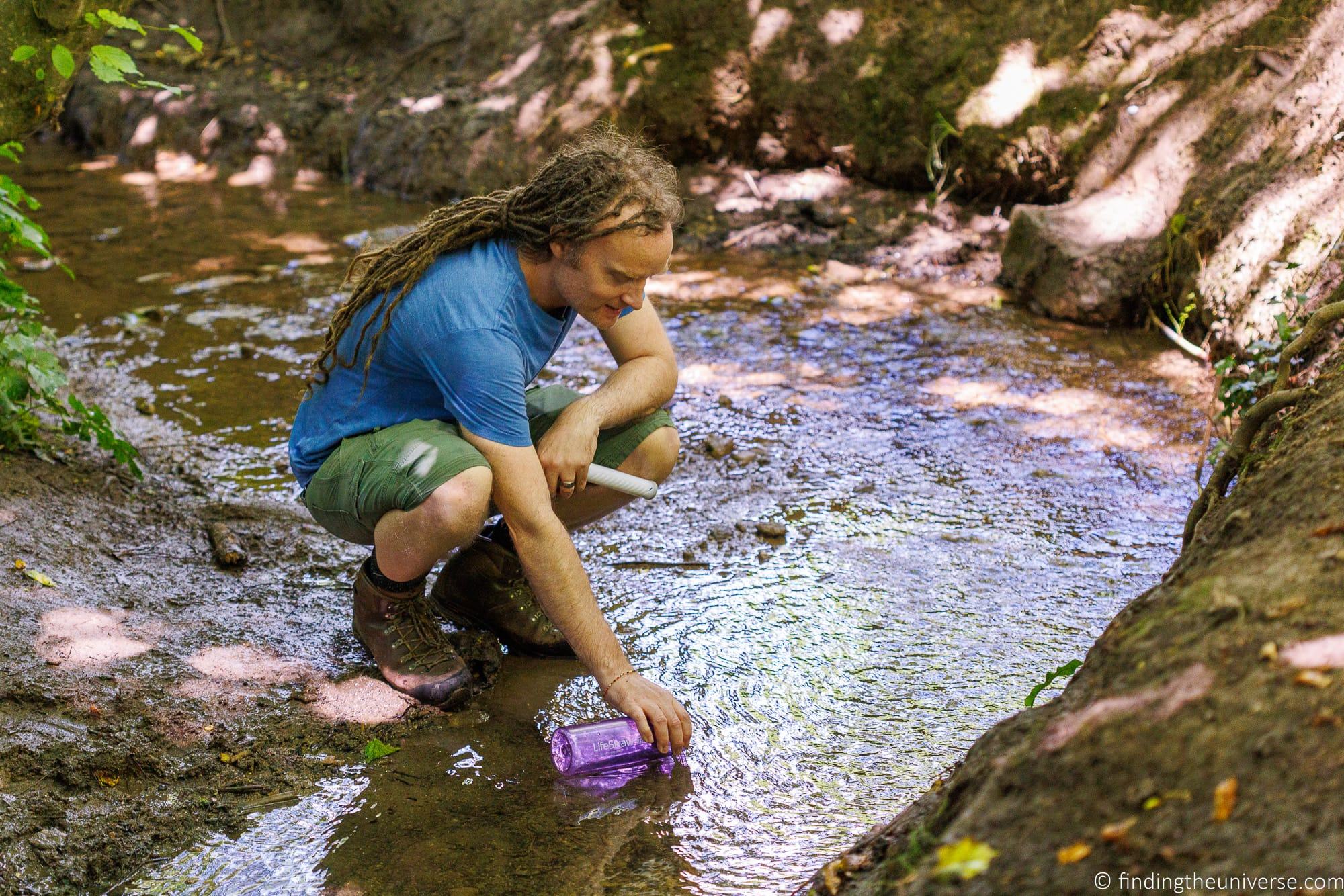 Filling LifeStraw from river