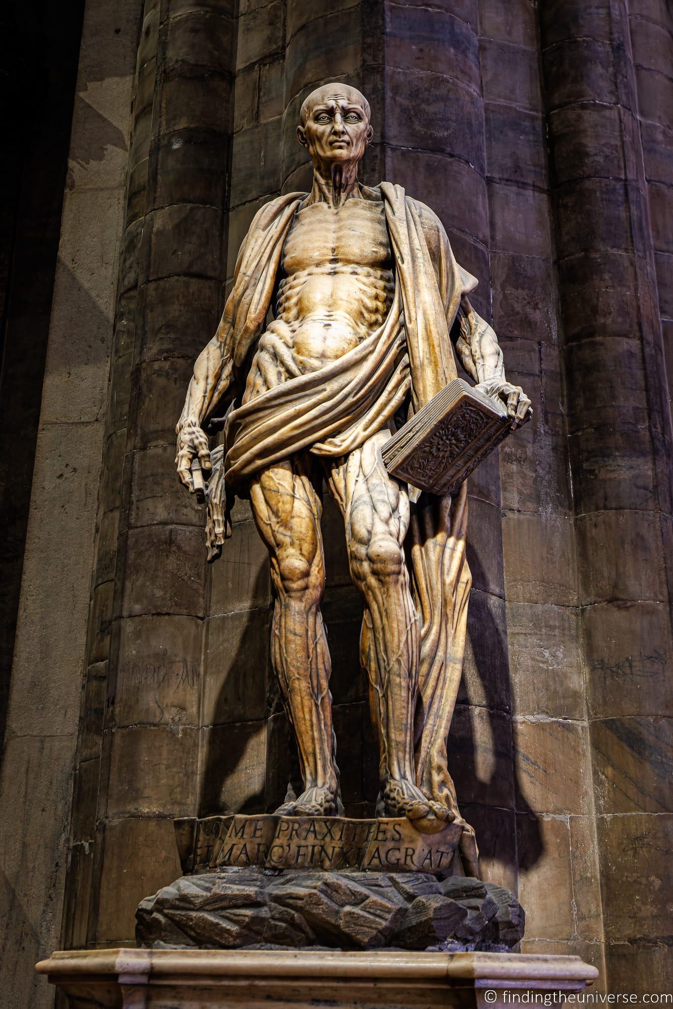 St Bartholomew skinned statue Milan Duomo