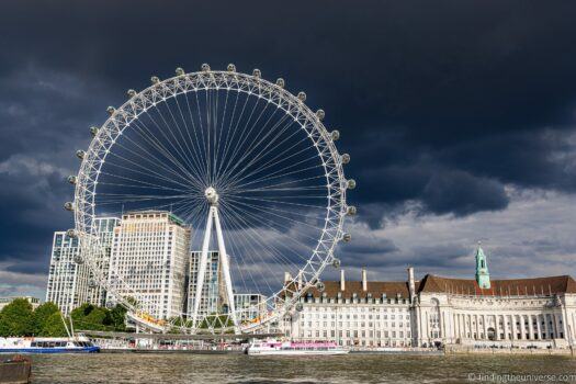 London Eye from north bank with County Hall