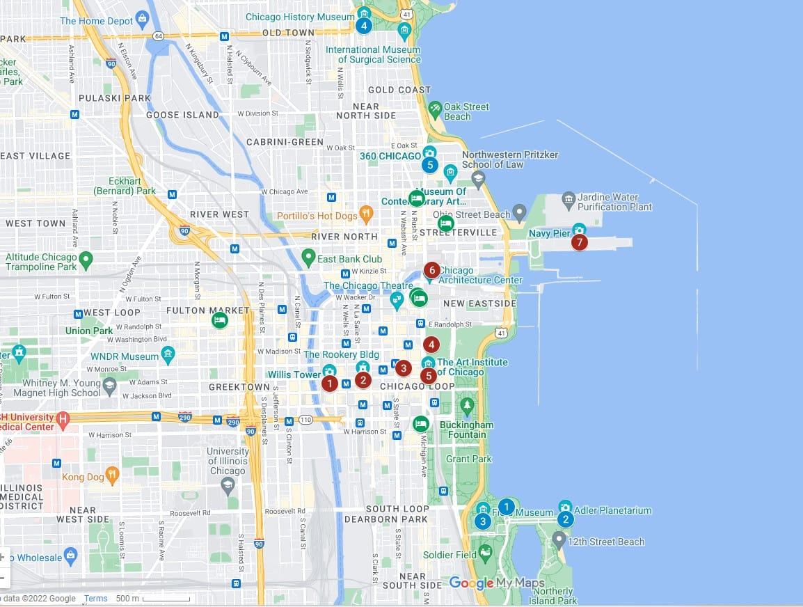 2 Days in Chicago Itinerary Map