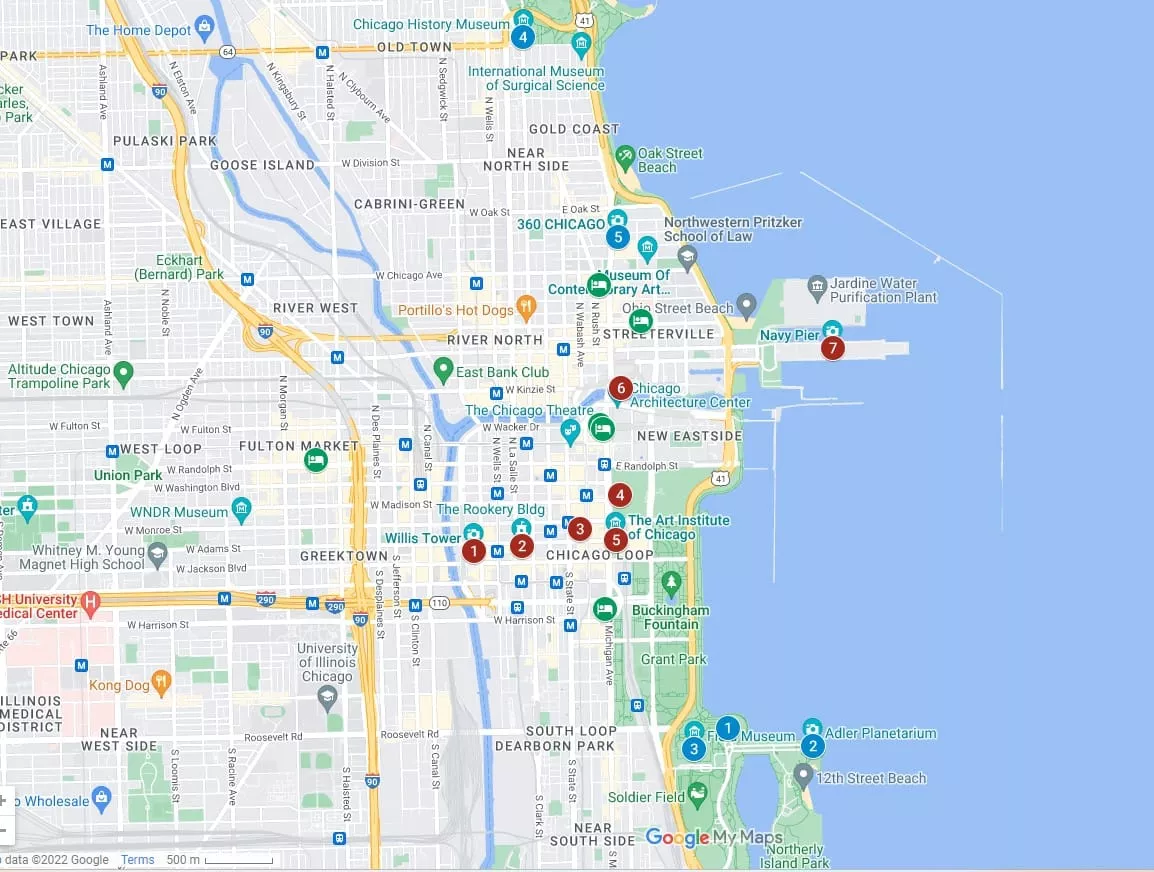 2 Days in Chicago Itinerary Map