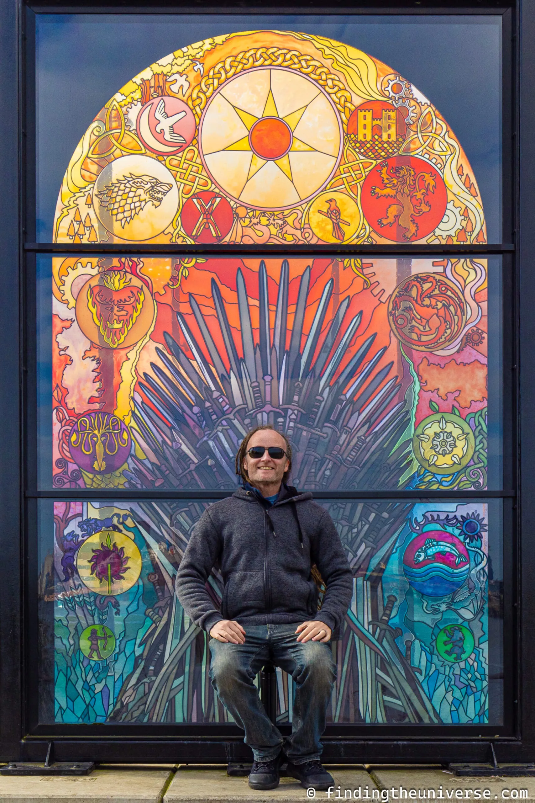 Laurence on Game of Thrones throne Glass of Thrones Belfast by Laurence Norah