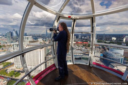 Laurence photographing from inside London Eye