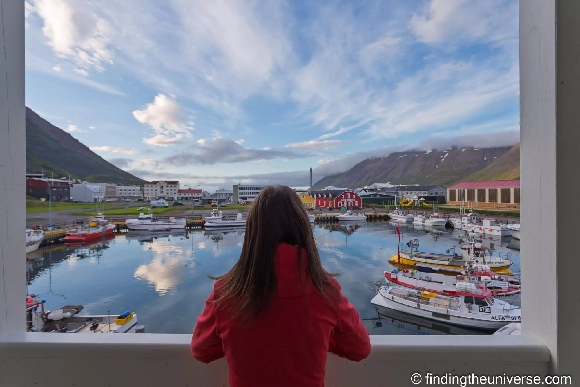 Looking out over Siglufjörður harbour from a Sigló Hótel room