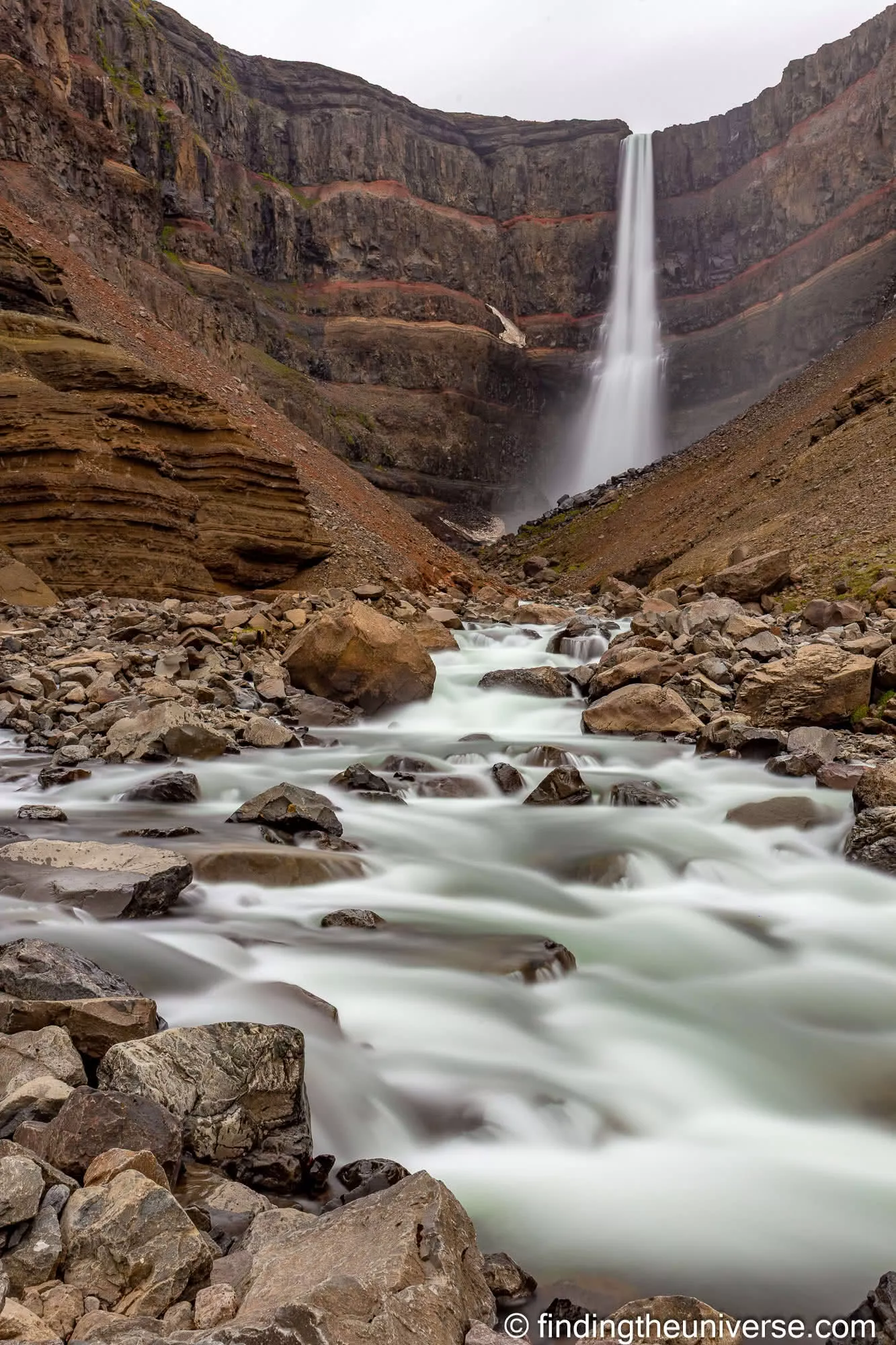 Hengifoss Waterfall Iceland long exposure by Laurence Norah