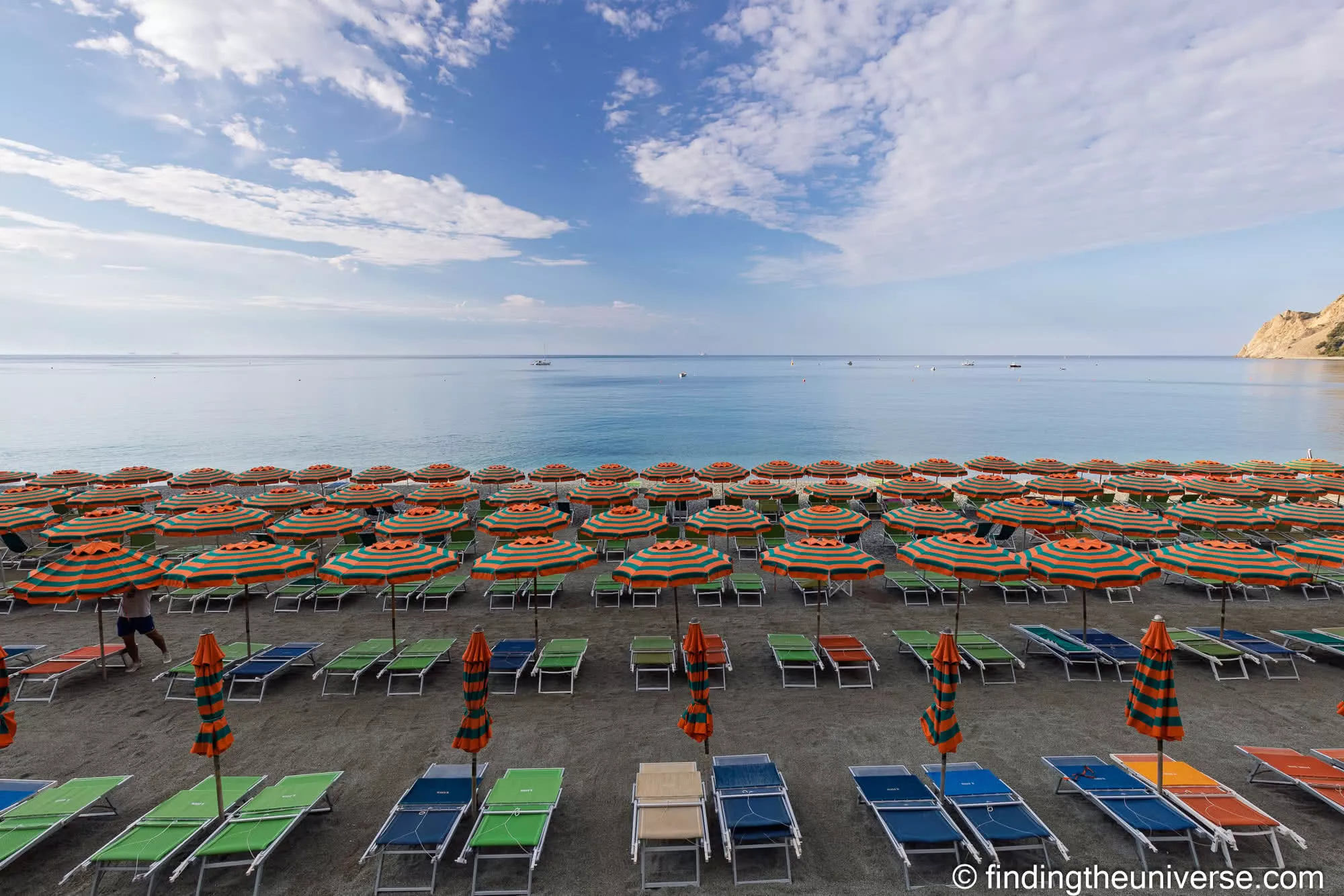 Beach umbrellas on the sand at Monterosso al Mare