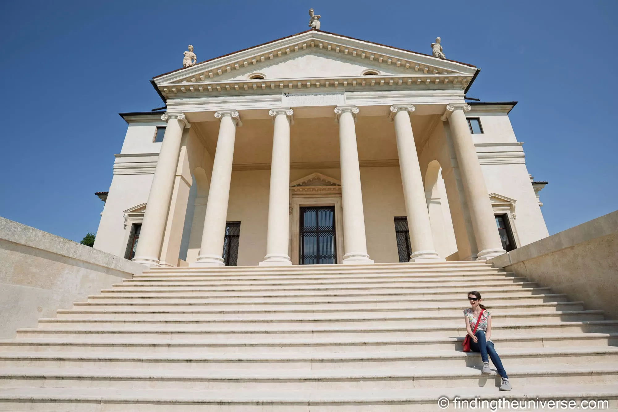 Jess on the temple-front steps of Palladio's Villa La Rotonda outside Vicenza