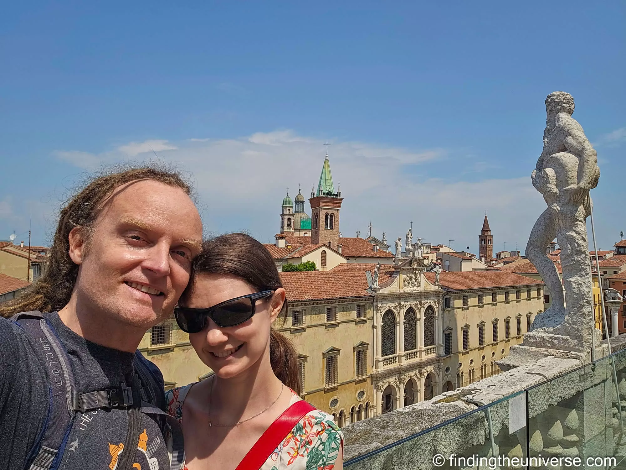 Laurence and Jess on the rooftop terrace of the Basilica Palladiana in Vicenza