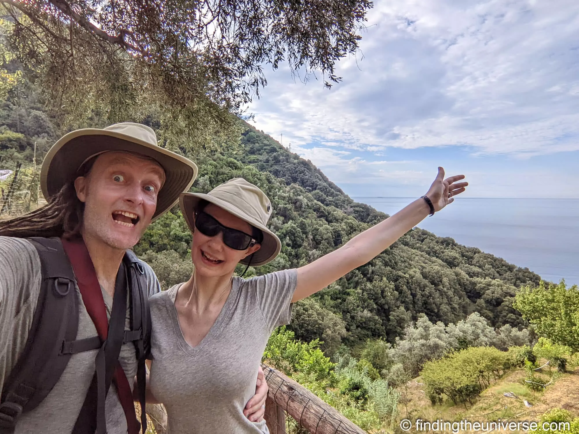 Laurence and Jess on the coastal trail above the Ligurian Sea