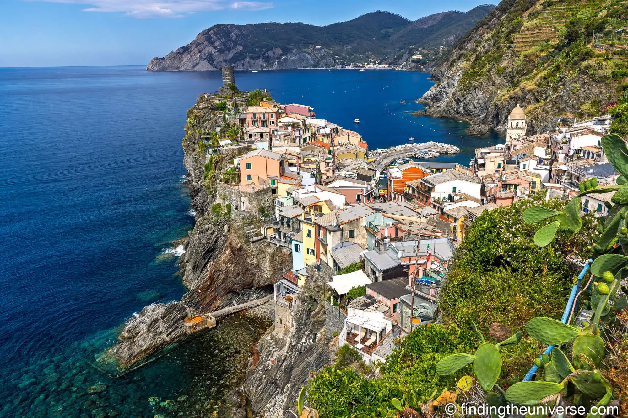 Vernazza and its harbour seen from the coastal trail, Cinque Terre