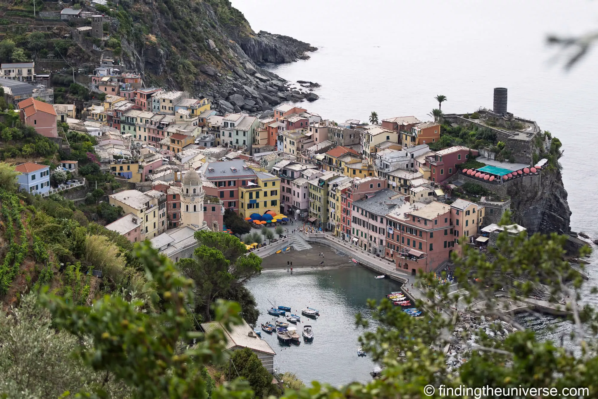 Looking down into Vernazza from trail by Laurence Norah