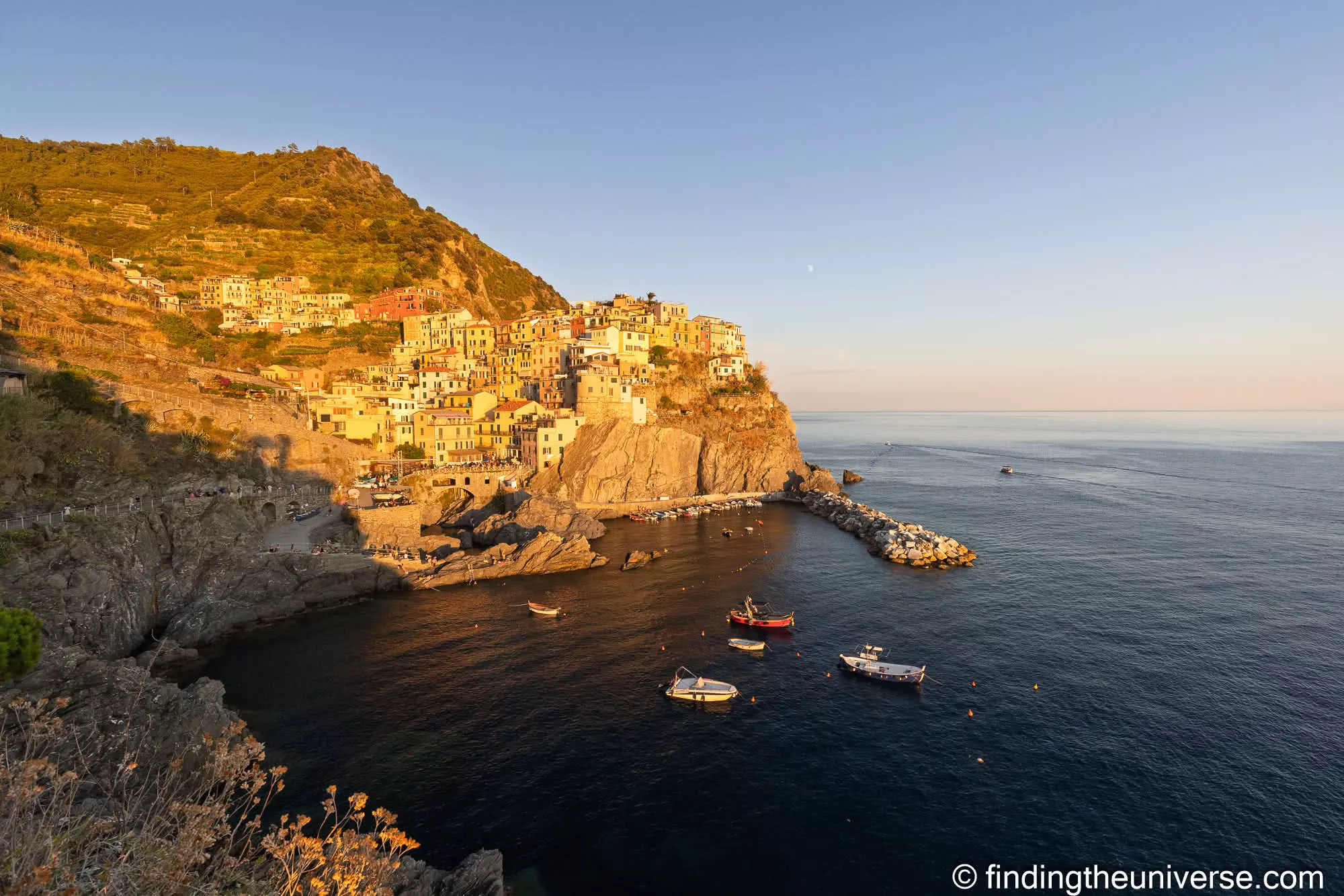 Manarola glowing at golden hour, Cinque Terre