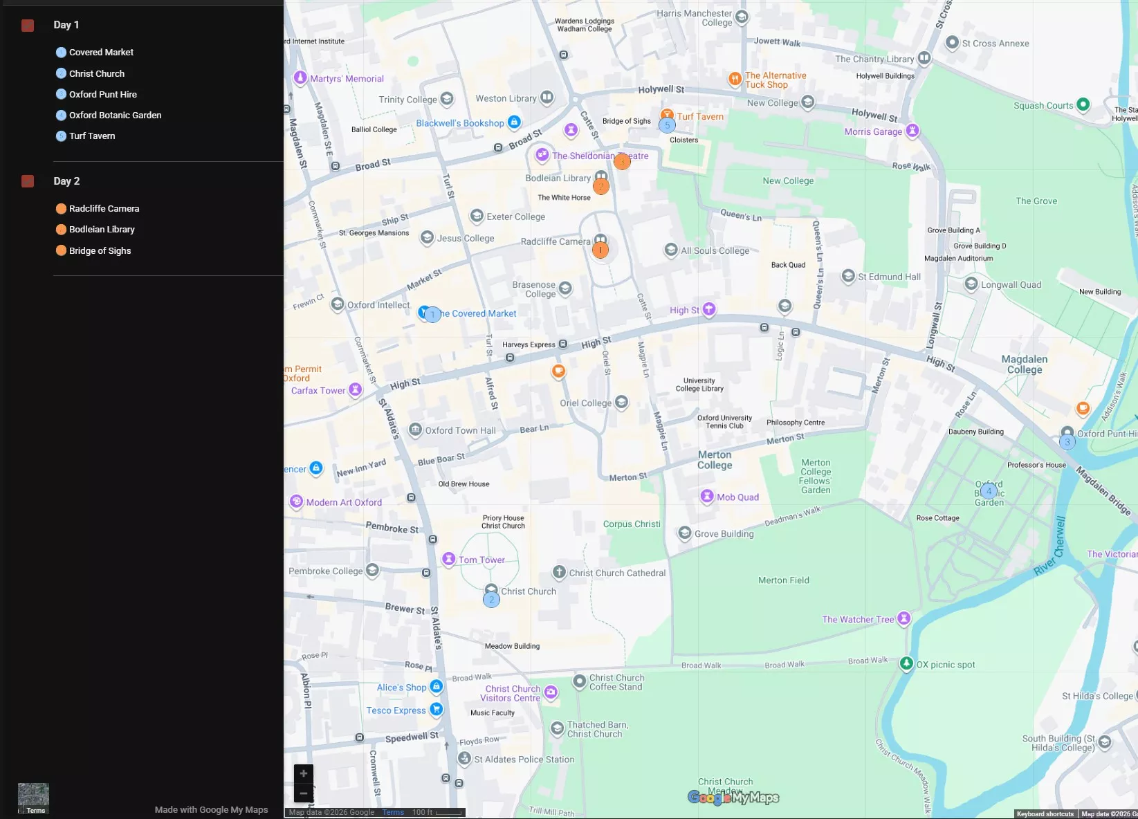 Oxford 2 day Map