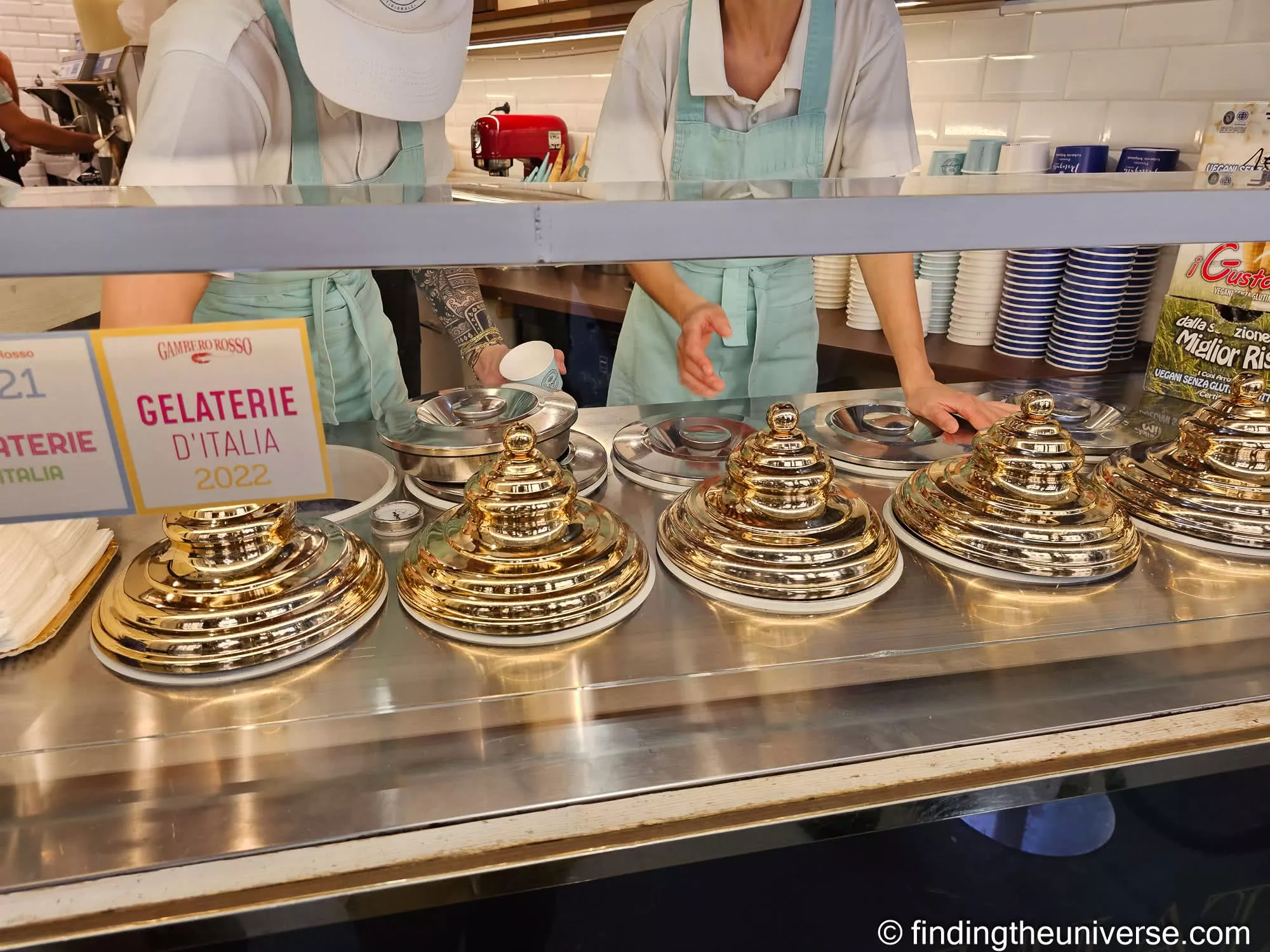 The gelato counter at Portogallo near Padua's market squares
