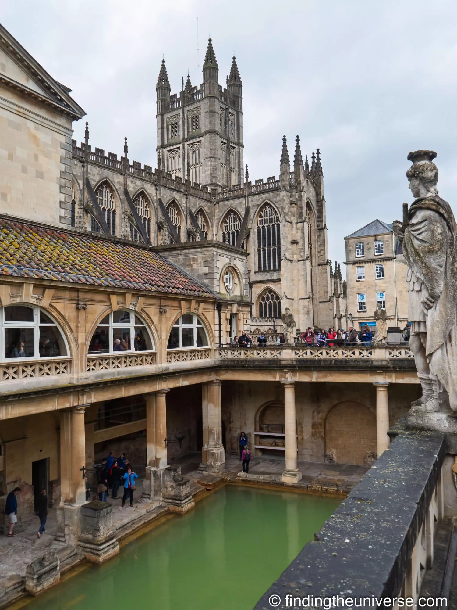 Roman Baths in Bath with Abbey in background by Laurence Norah