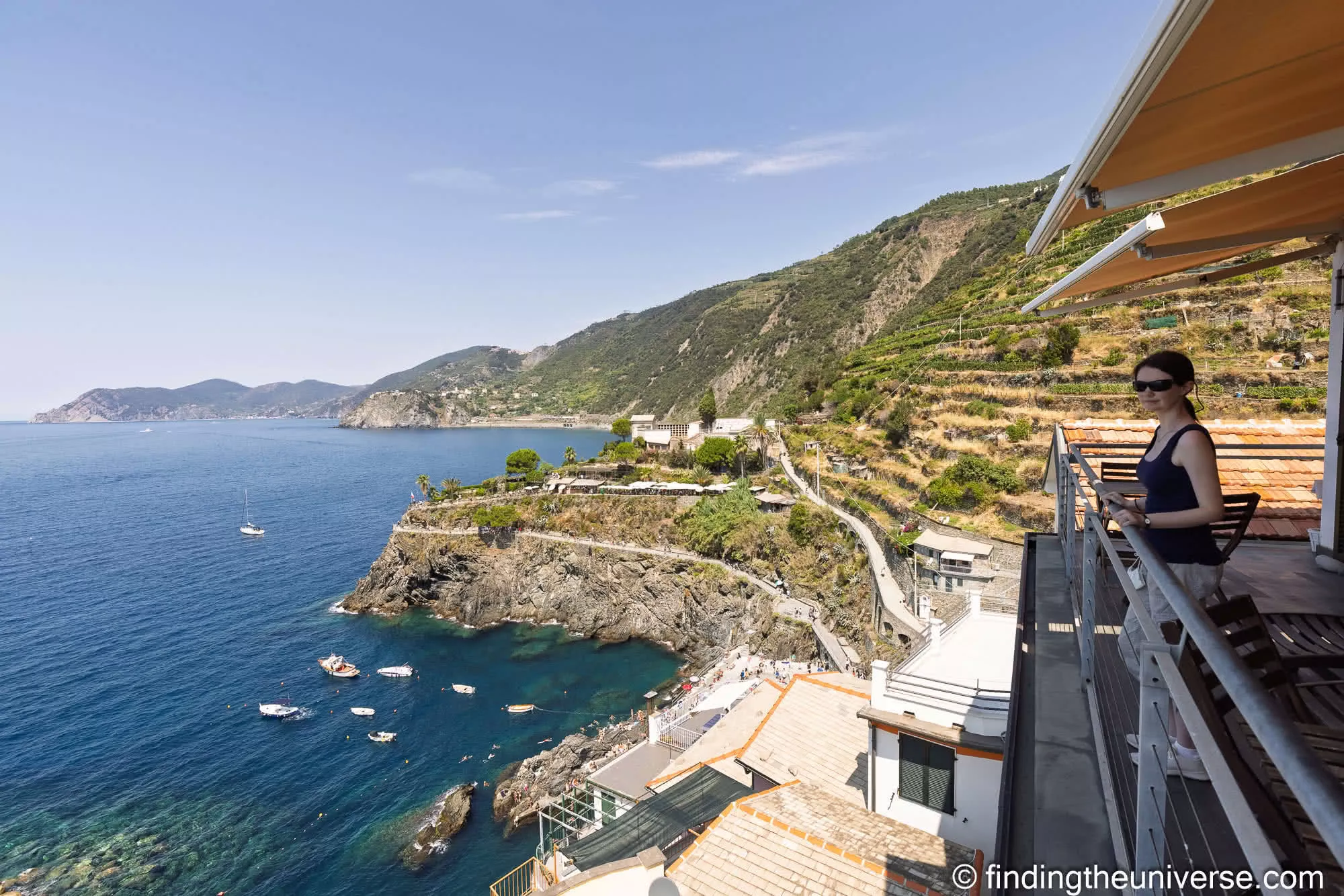 The coastal view from the terrace at Arpaiu guesthouse, Manarola