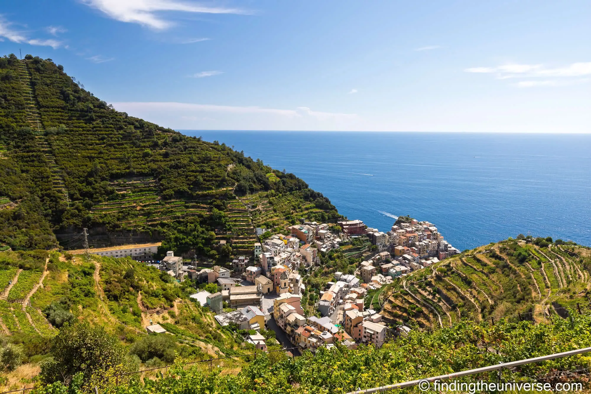 Manarola and its vineyard terraces from the high Volastra trail