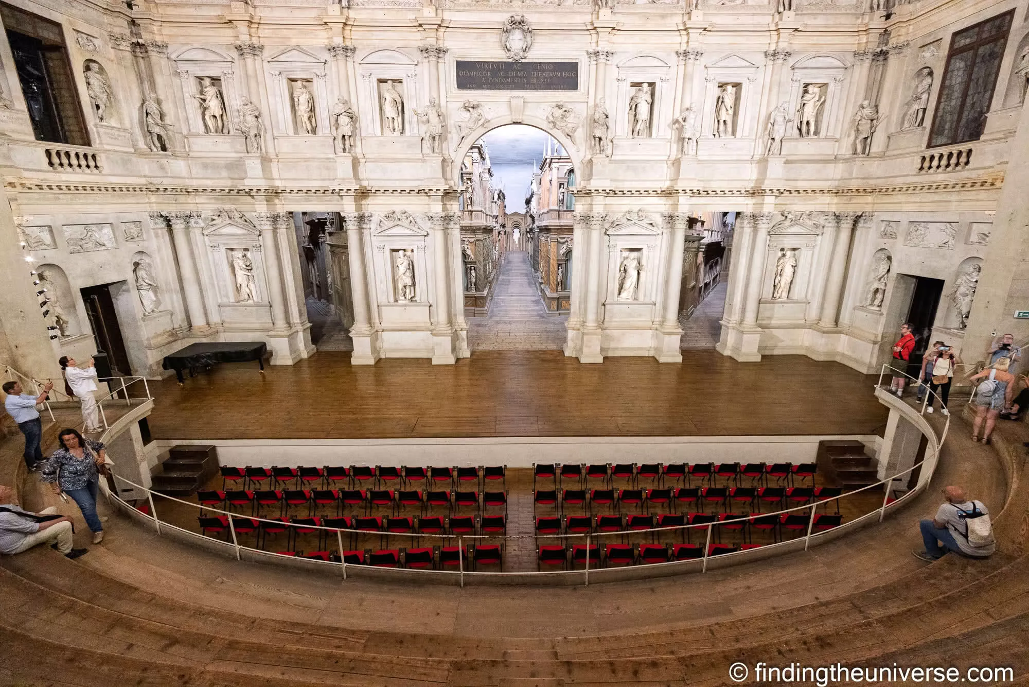 The stage and proscenium of the Teatro Olimpico in Vicenza, the world's oldest surviving covered theatre