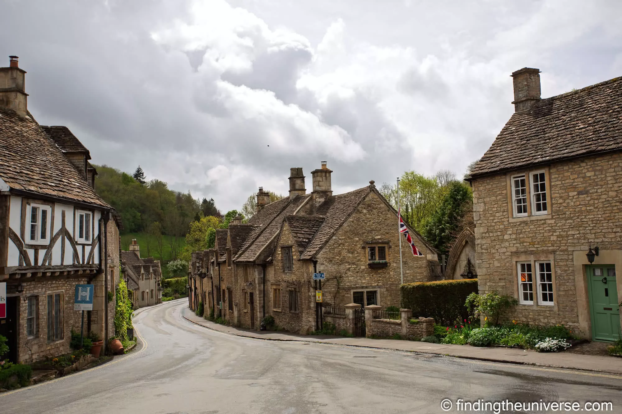 Castle Combe village street looking down the hill