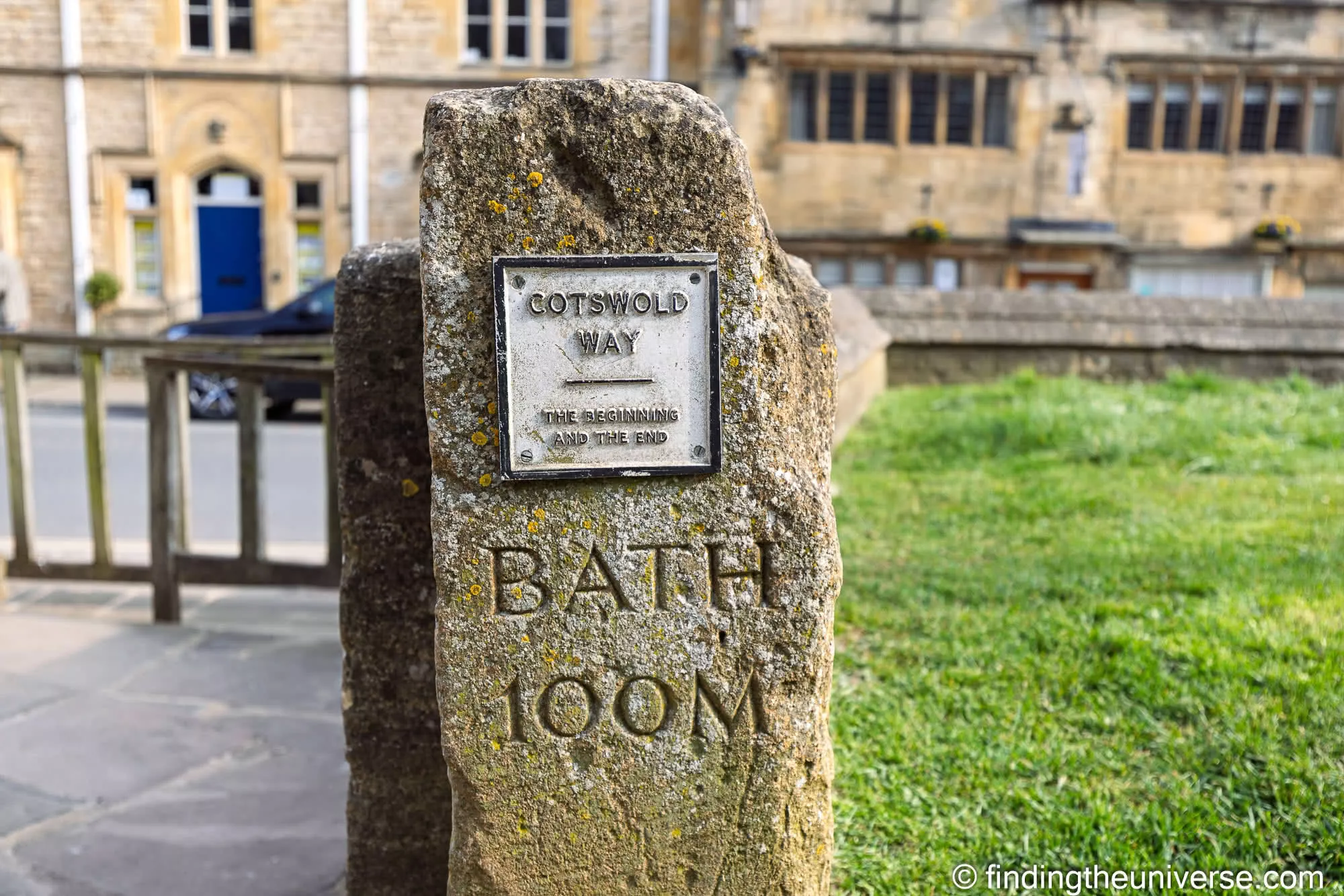 Cotswold Way marker stone at Chipping Campden