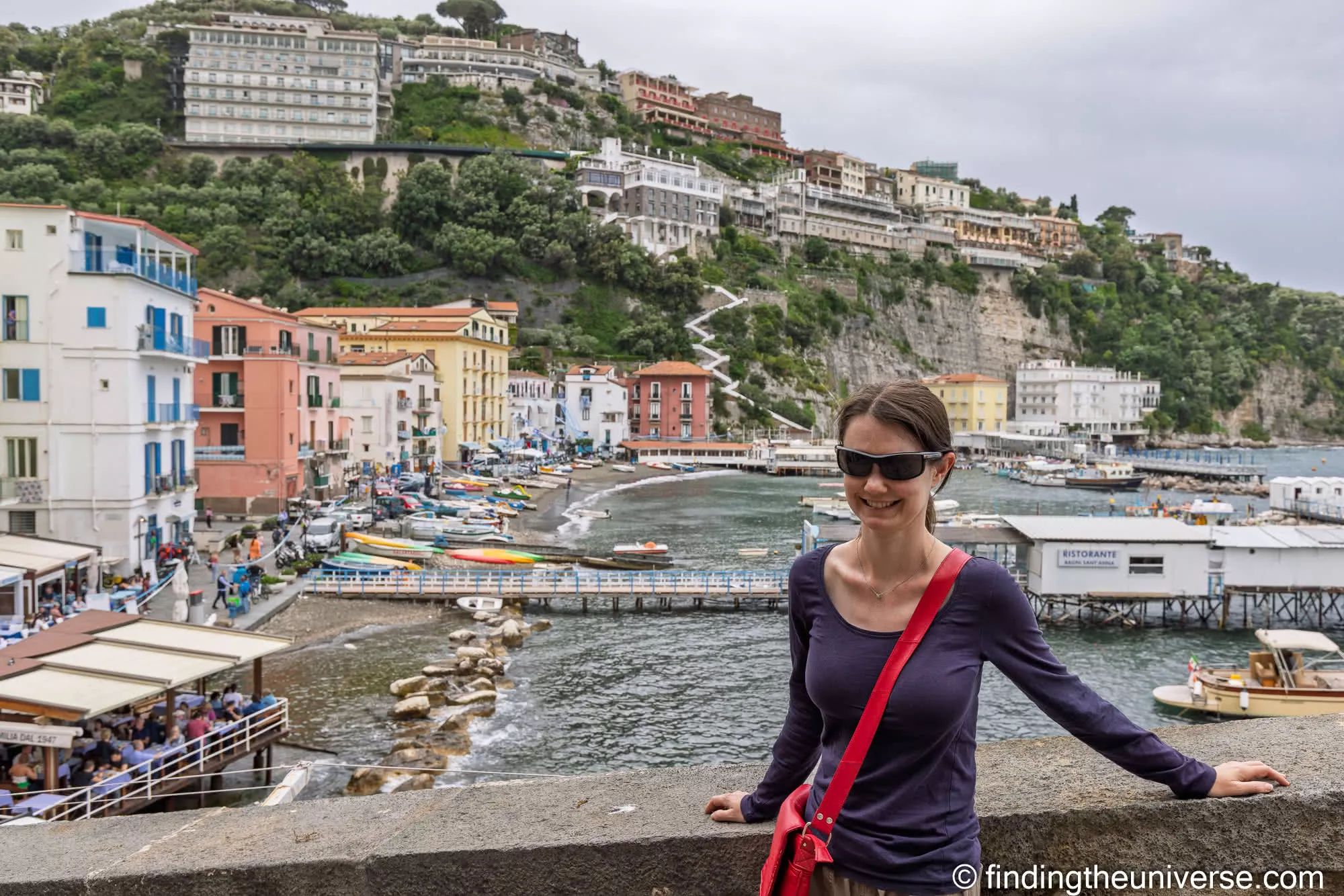Jess in front of Sorrento's Marina Grande harbour