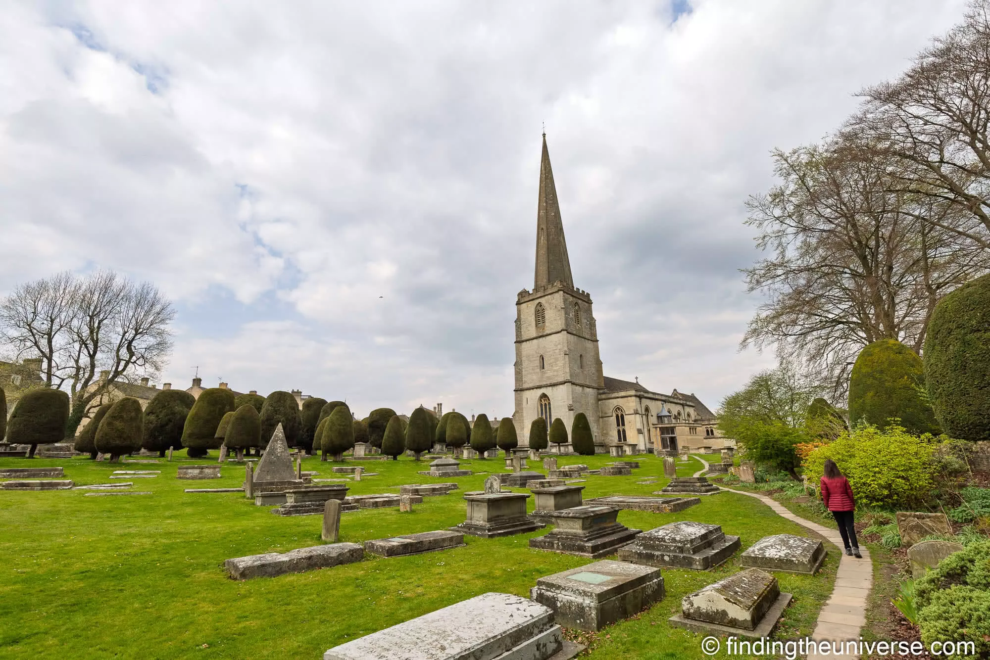 Painswick churchyard yews and church spire