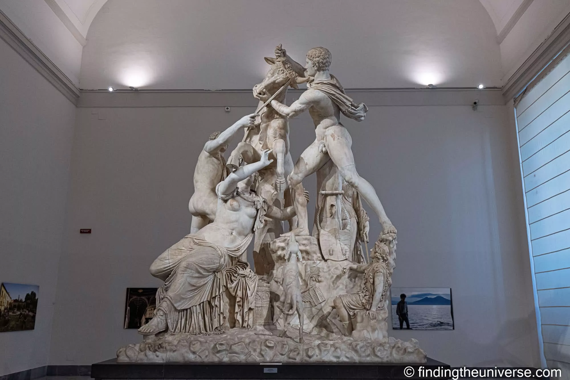 The Farnese Bull marble sculpture at the MANN archaeological museum in Naples