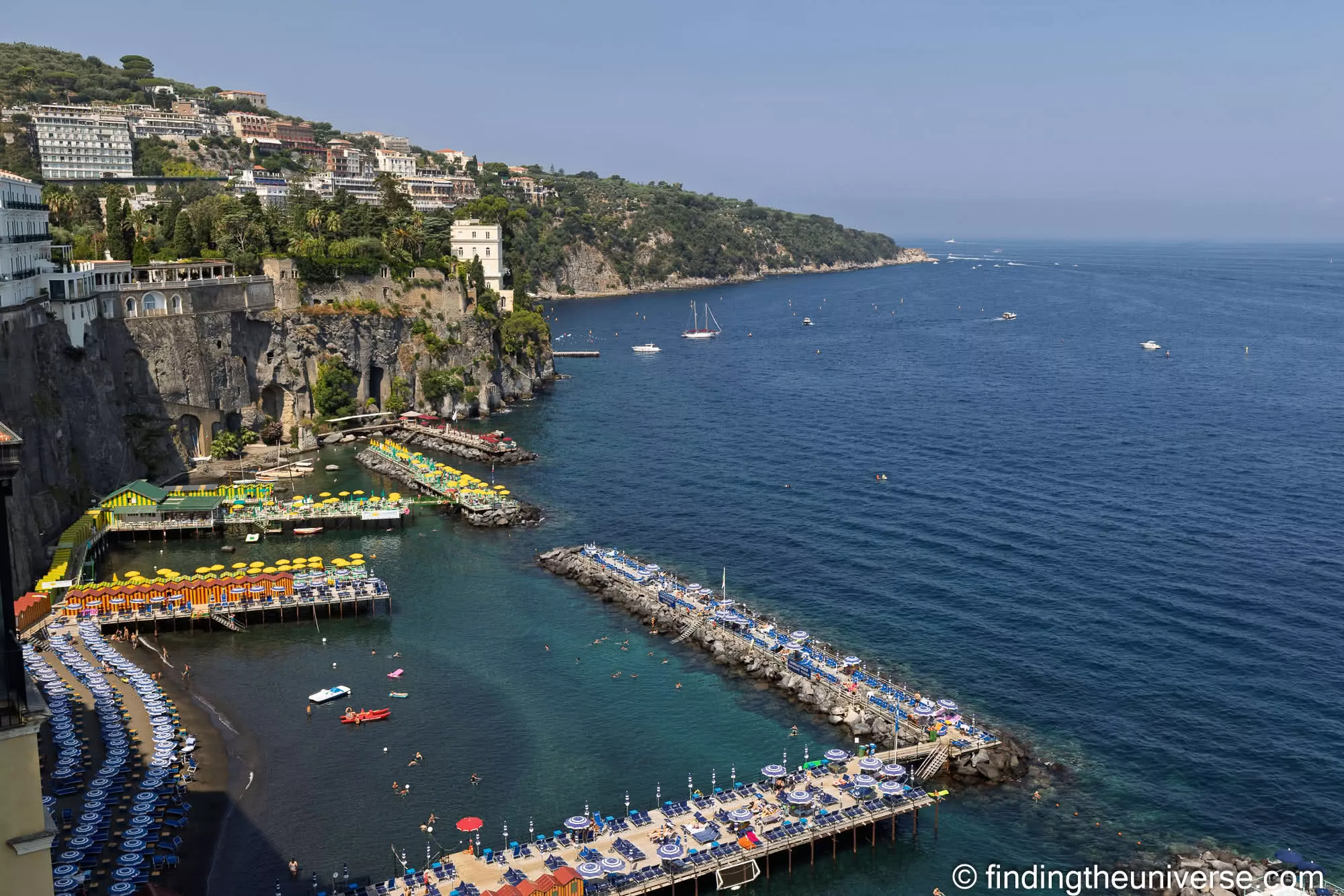 The view over Sorrento's harbour and bathing platforms from the cliff