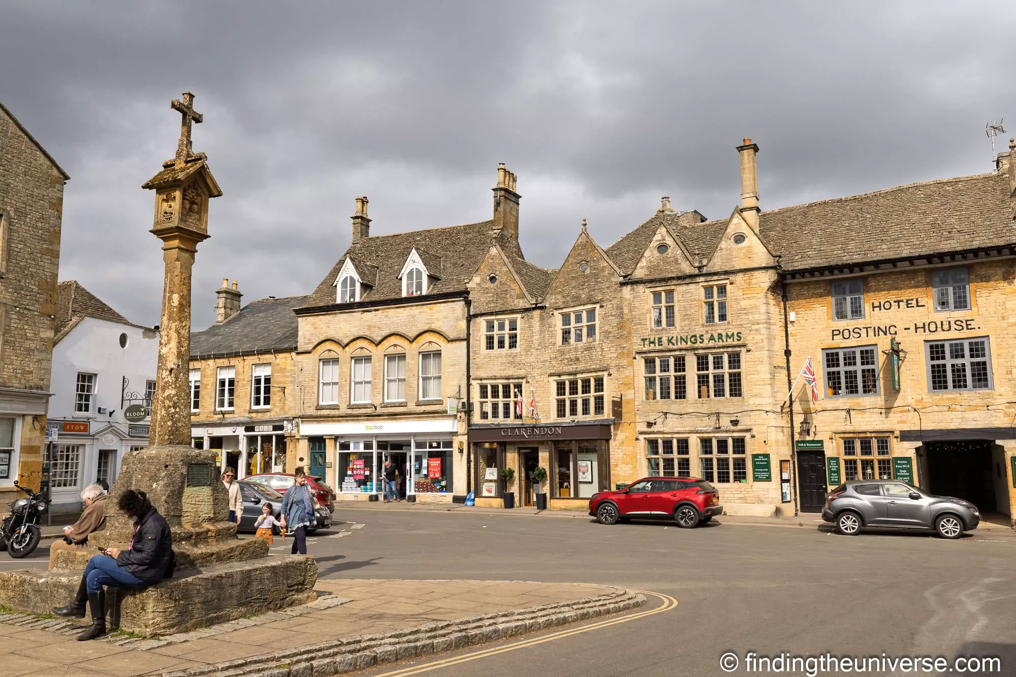 Stow-on-the-Wold market square under storm cloud