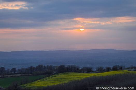 Sunset over the vale from the Cotswold escarpment
