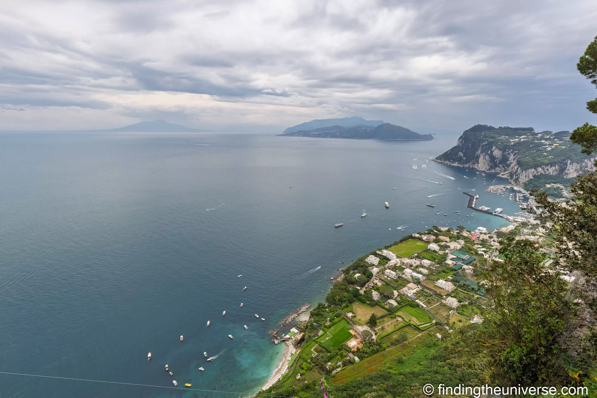 The view over Capri from the gardens of Villa San Michele in Anacapri