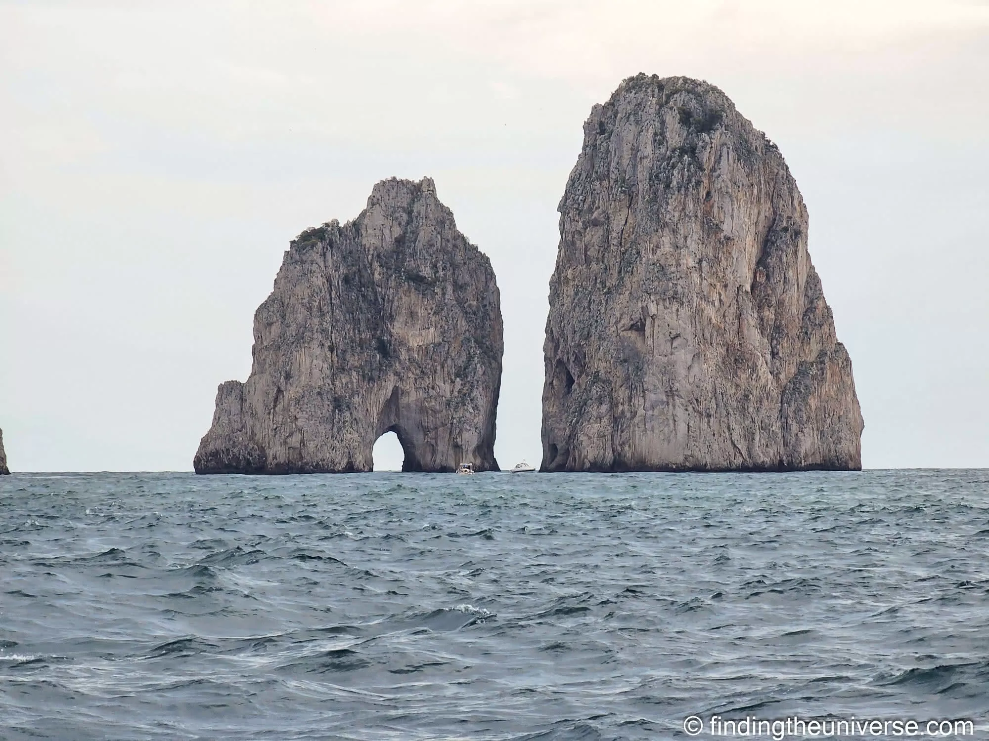 The Faraglioni sea stacks off Capri, seen from the water