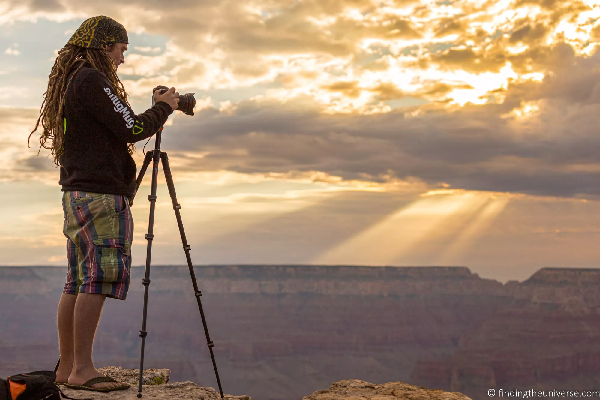 A travel photographer shooting on location during a trip