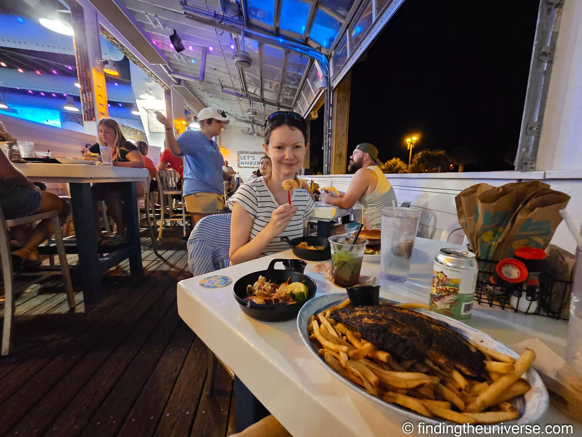 Blackened fish on the deck at The Hangout