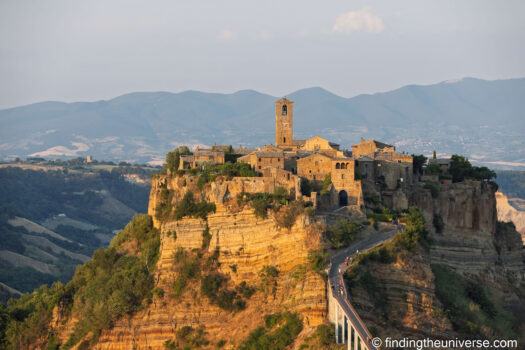 Civita di Bagnoregio on its tufa plateau in evening light