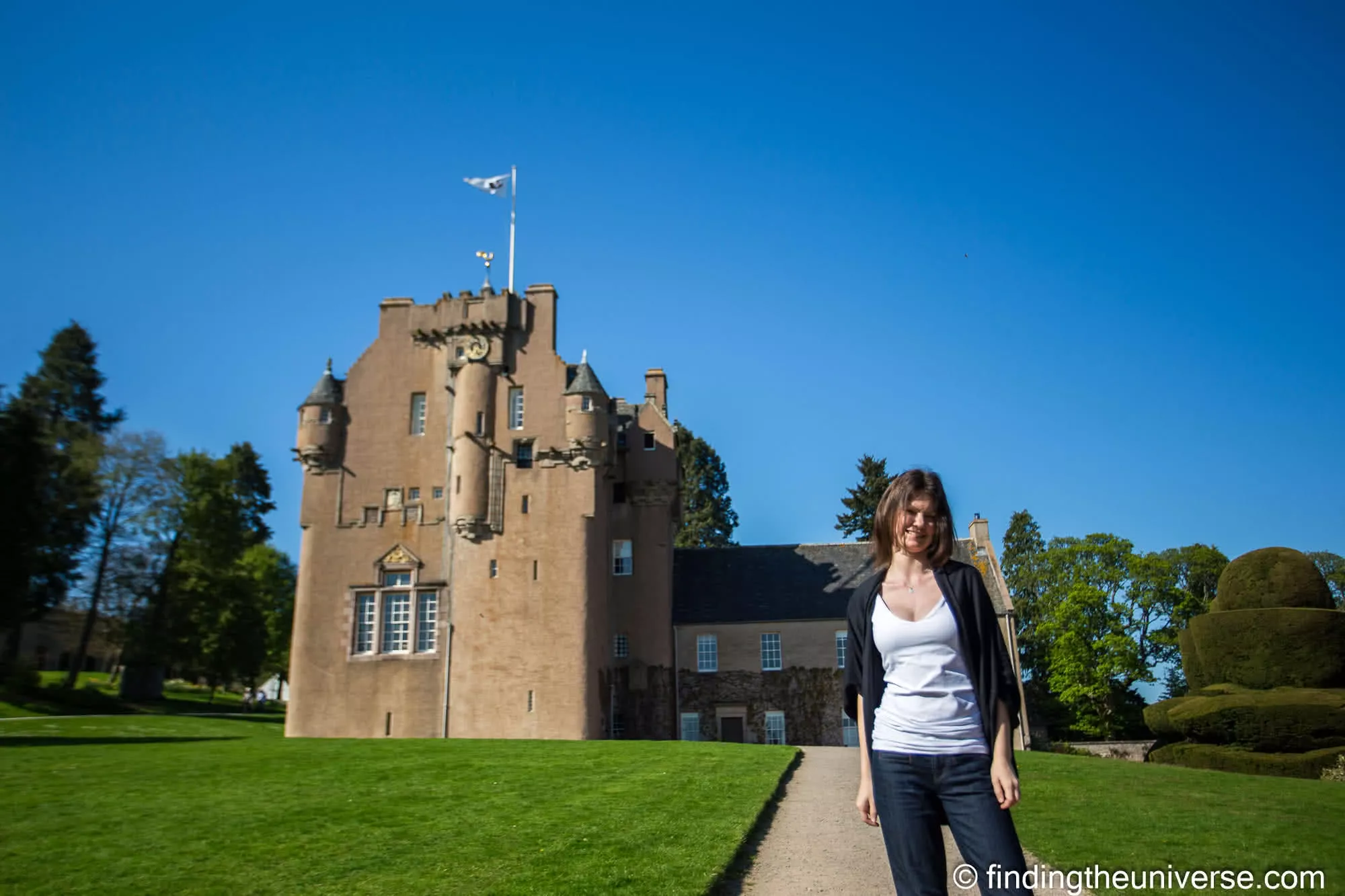 Crathes Castle tower house and yew hedges