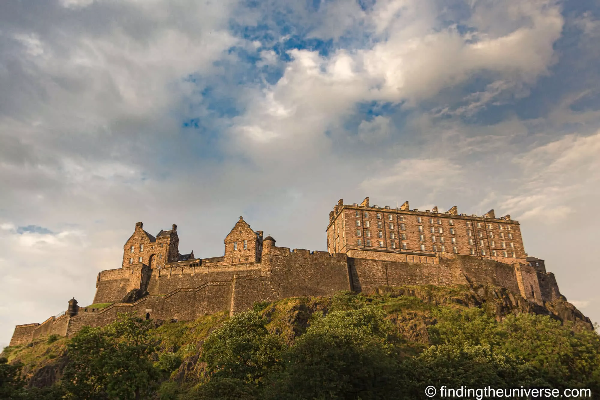 Edinburgh Castle on the rock in evening light