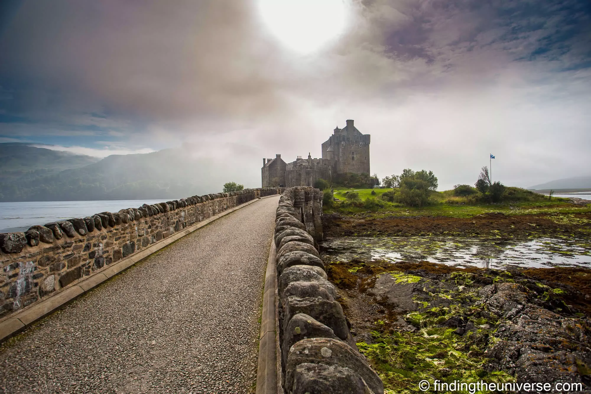 Eilean Donan Castle from the bridge in mist