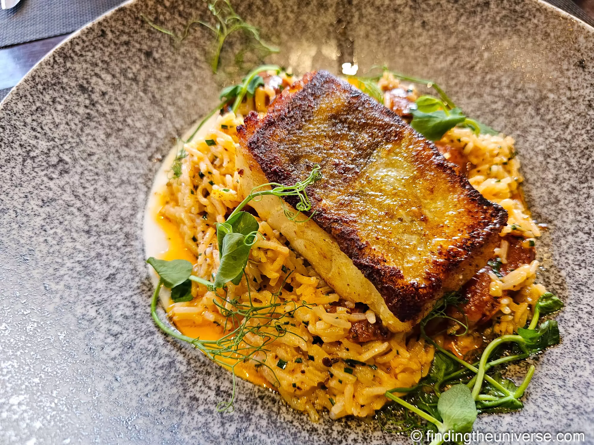 Fish and risotto at Sherbrooke Castle Hotel