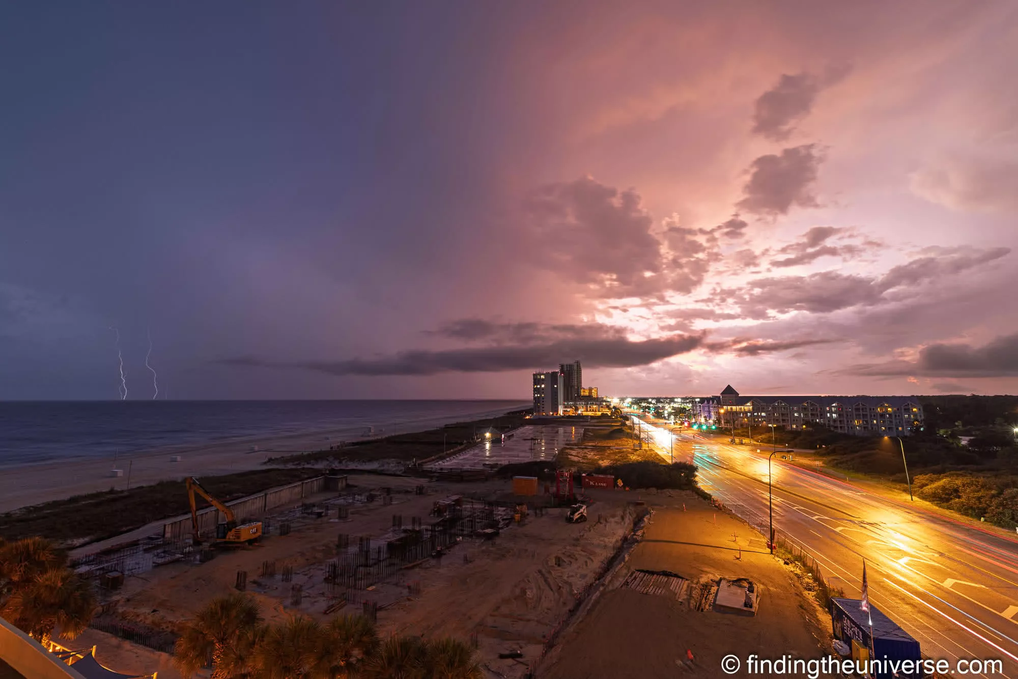 Lightning over the Gulf at dusk