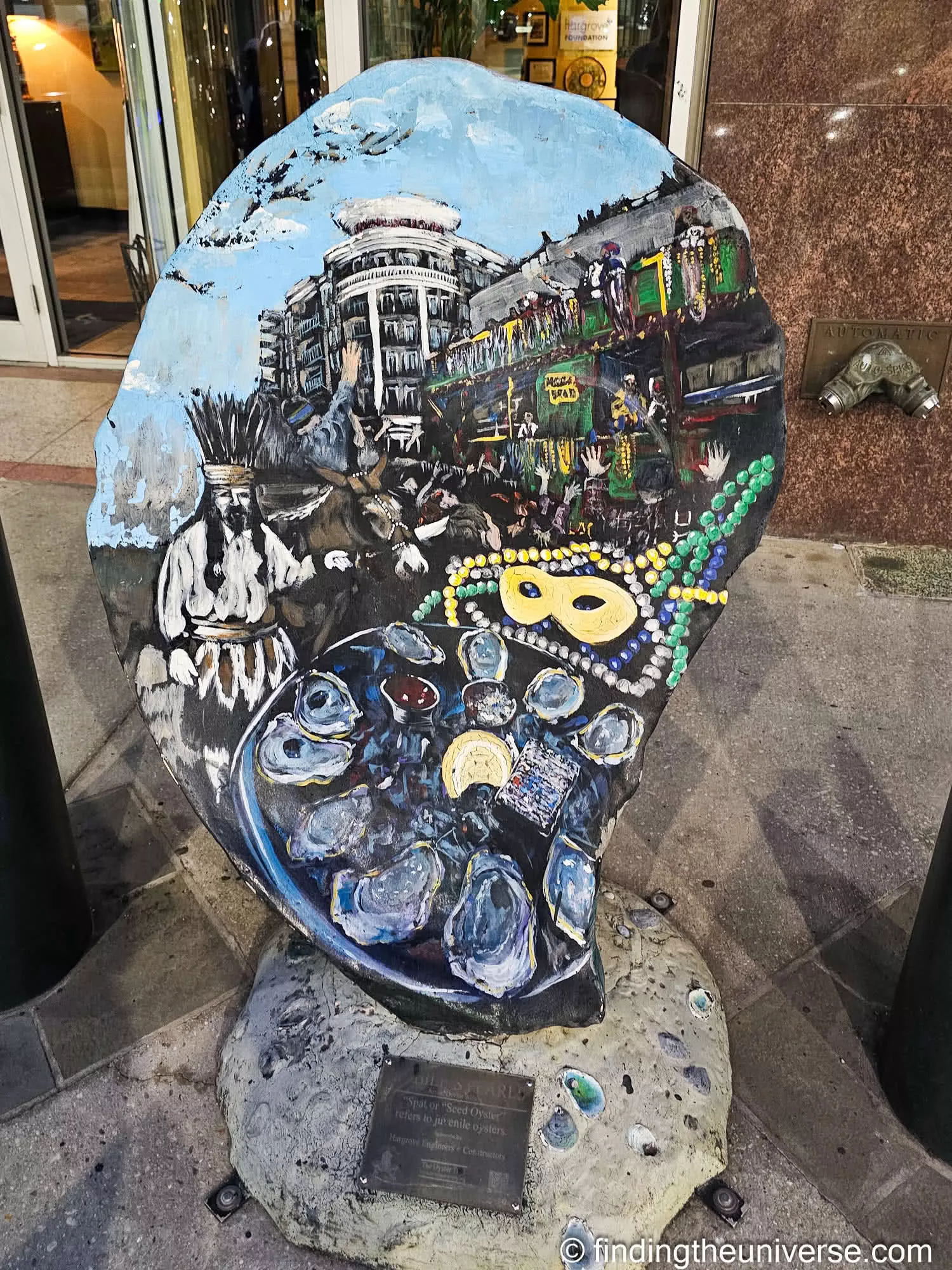 A painted oyster sculpture on the Mobile Oyster Trail
