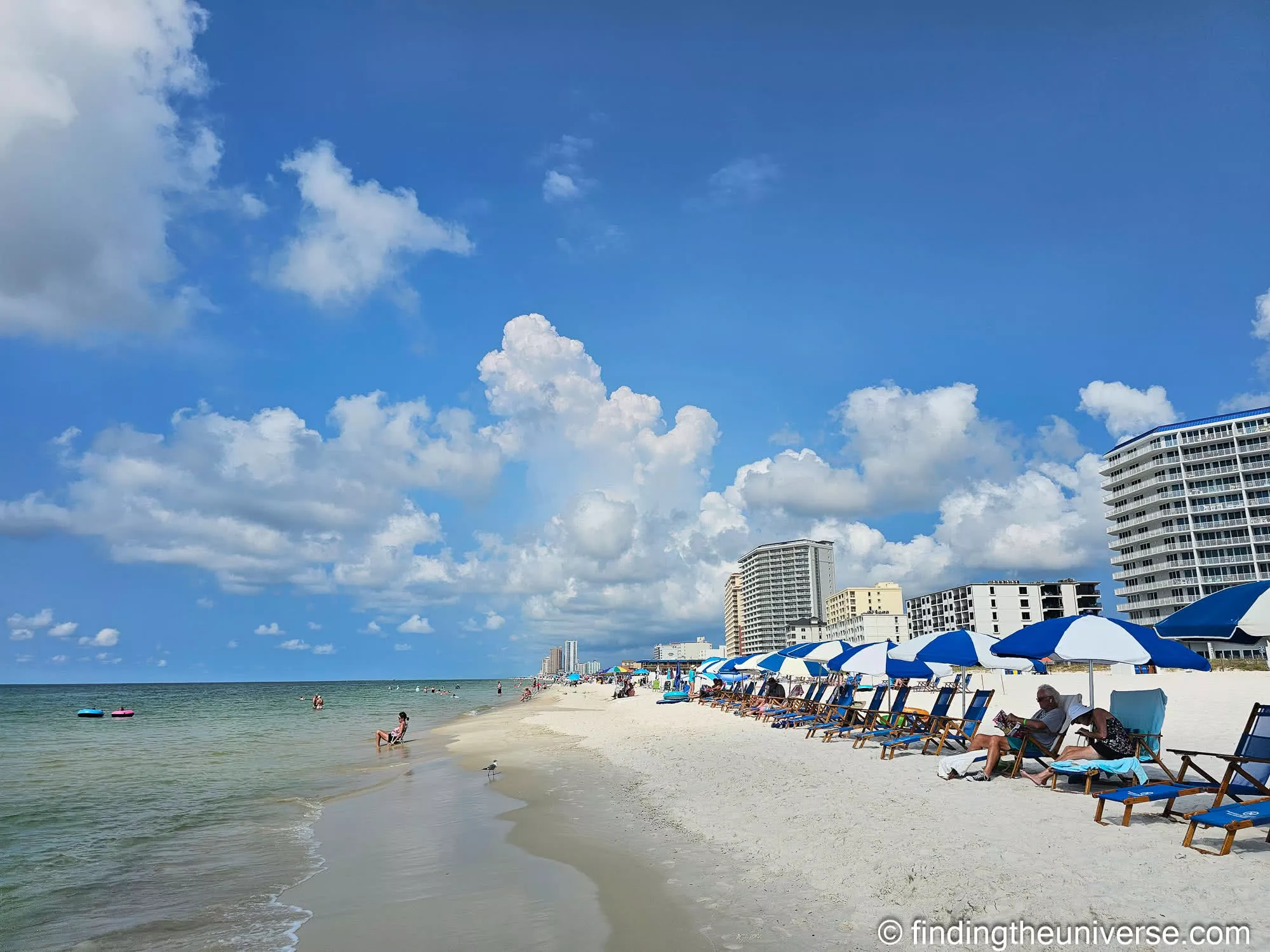 Rented umbrellas along Gulf Shores public beach