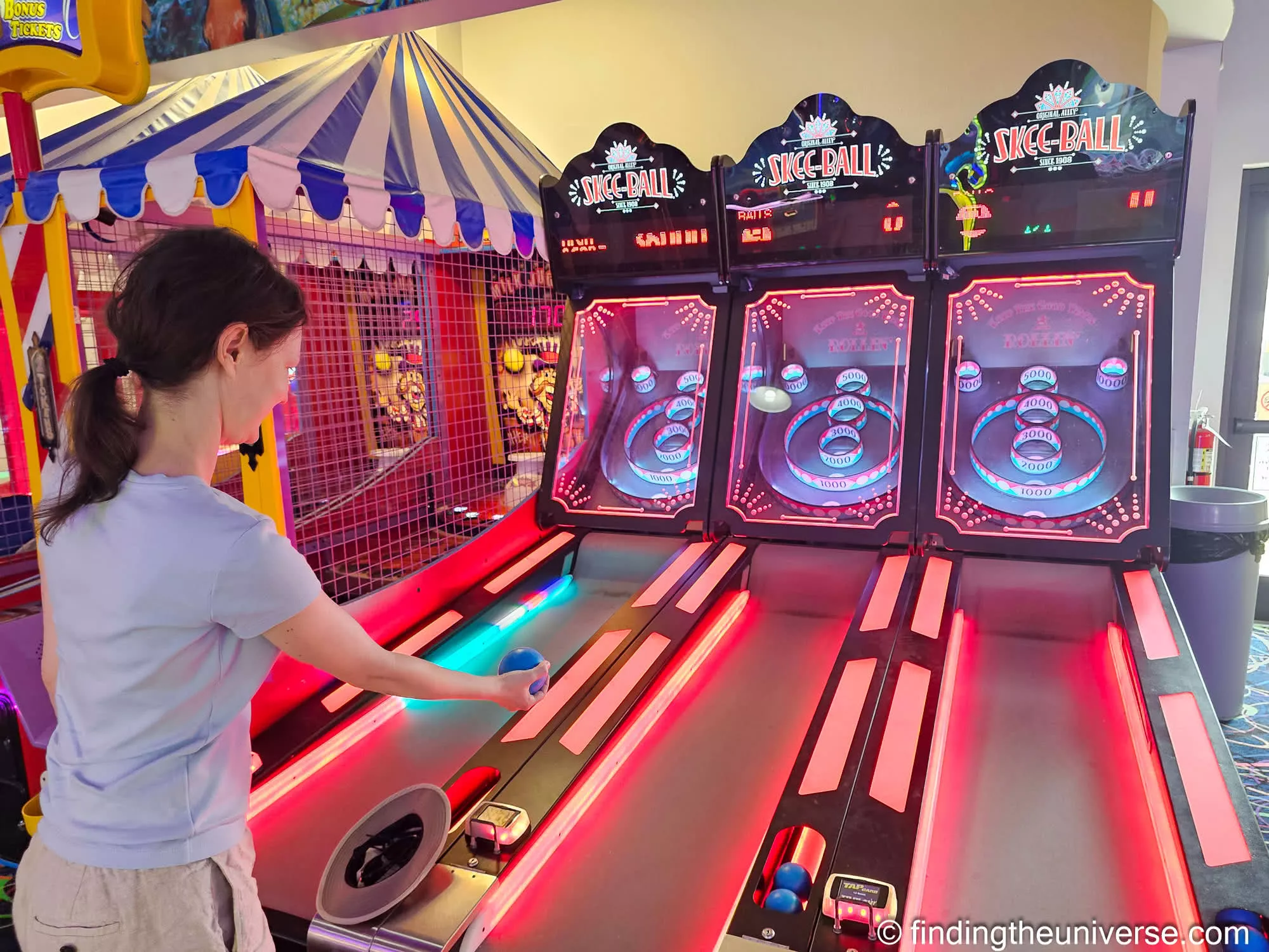 Skee-Ball in the arcade at Adventure Island